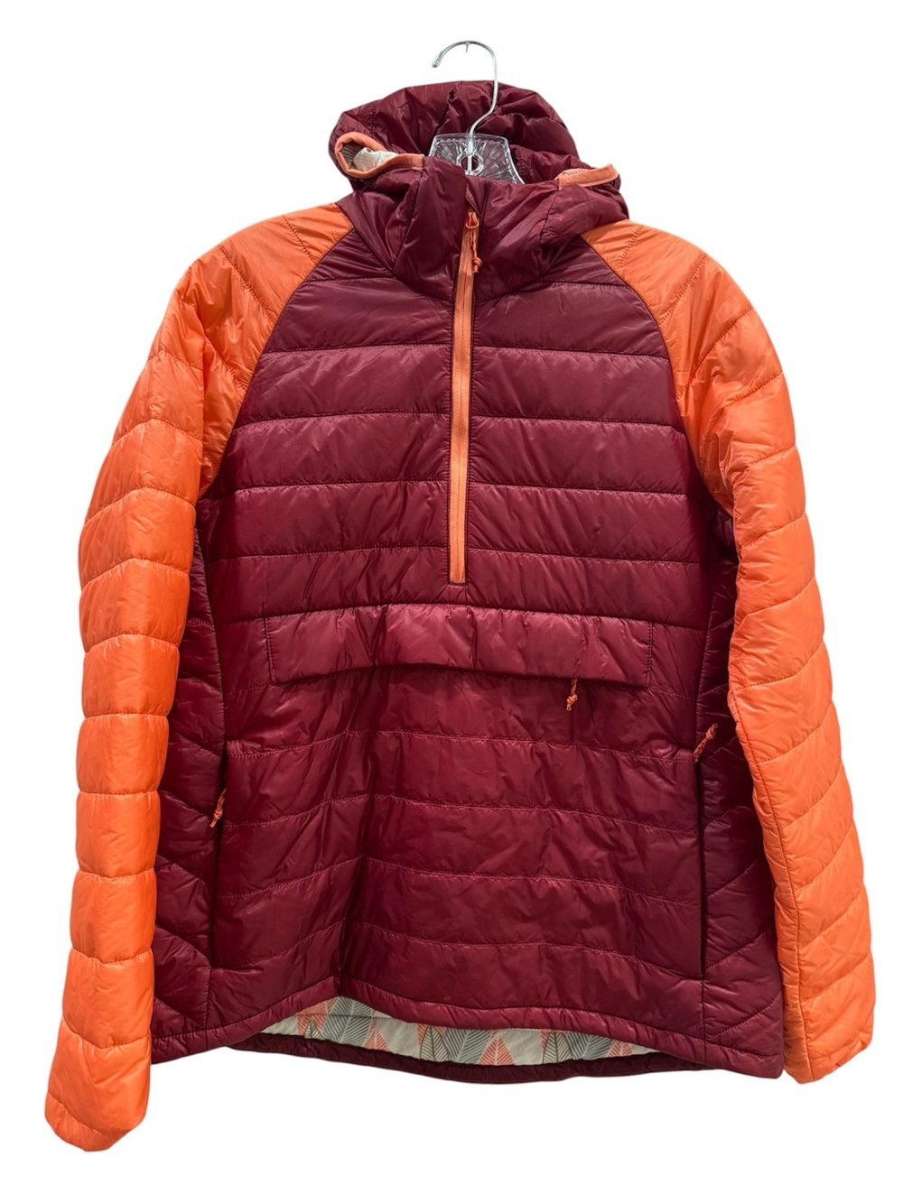 Rafe Maroon and Peach Hooded Insulated Pullover Jacket - Picture 2 of 8